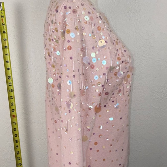 VINTAGE Keita Maruyama Sequin Beaded Angora Wool Cardigan Pink Lined Y2K Japan - Picture 12 of 12